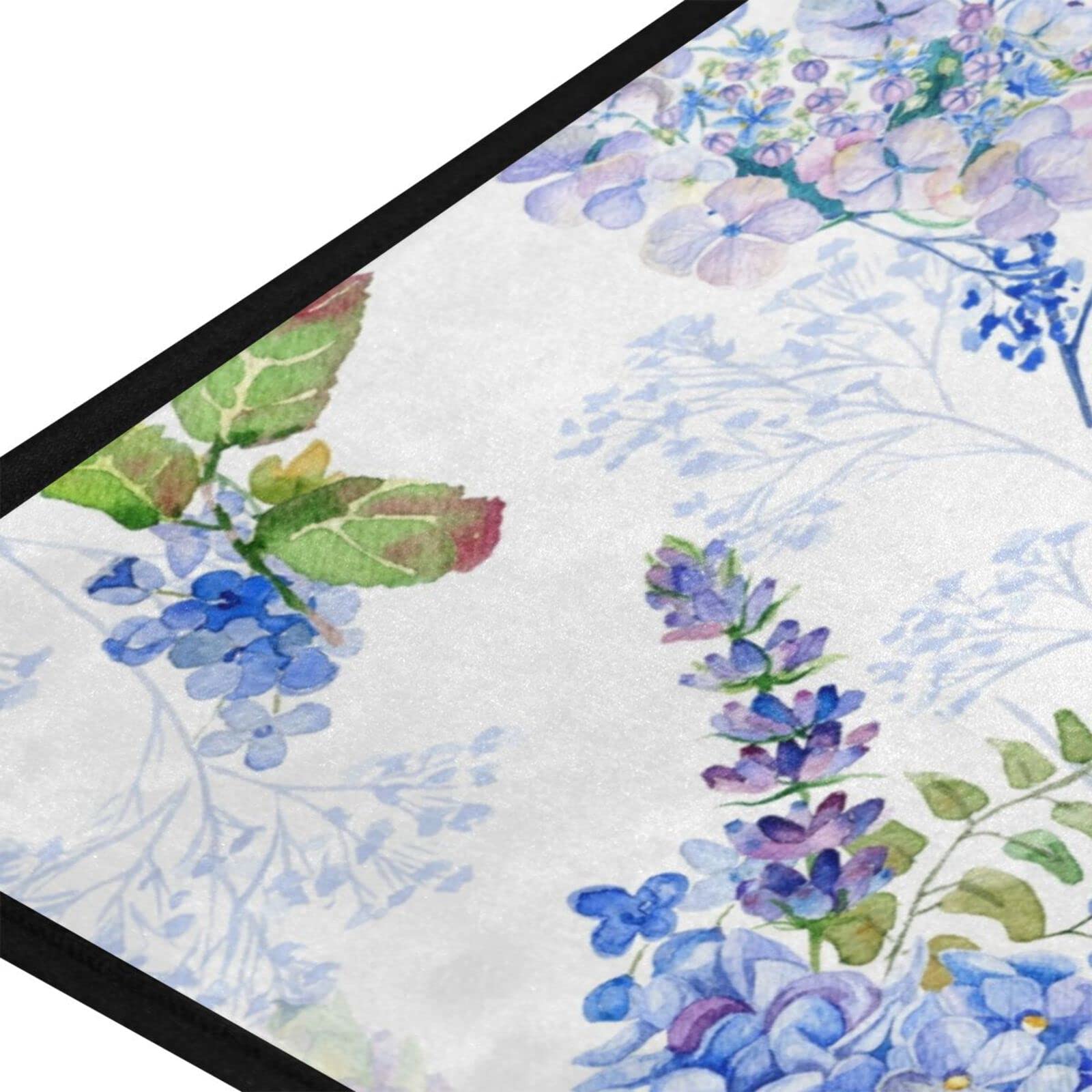Blue Hydrangea Kitchen Rug 39 X 20 inch Non Skid Washable Throw Rugs for Kitchen Floor Sink Entryway Rugs Runner