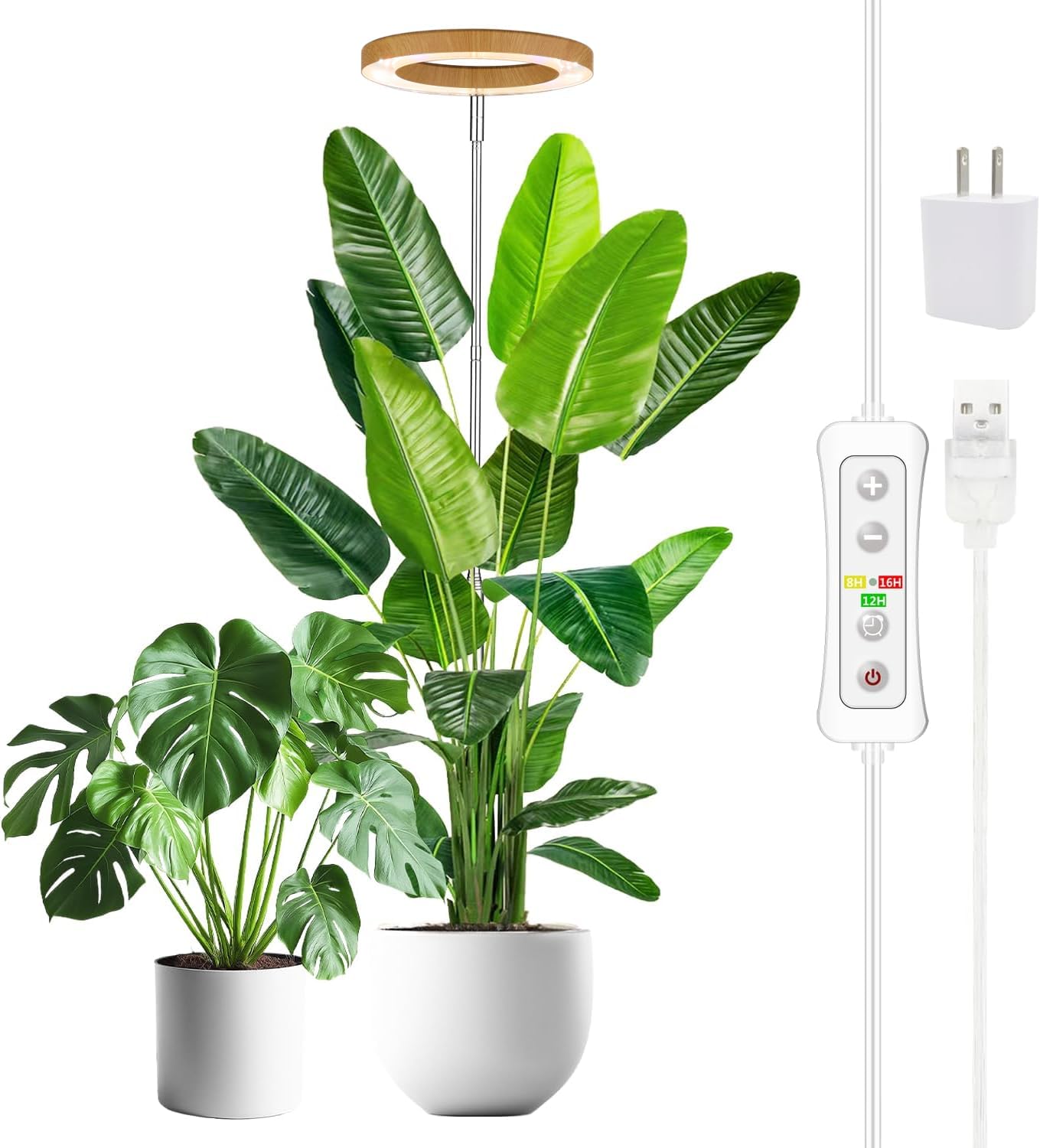 Photo 1 of yadoker Plant Grow Light, LED Growing Light Full Spectrum for Indoor Plants,Aluminum Wood Grain Plant Lights,Height Adjustable, Automatic Timer, 5V Low Safe Voltage,Idea for Large Plant Light