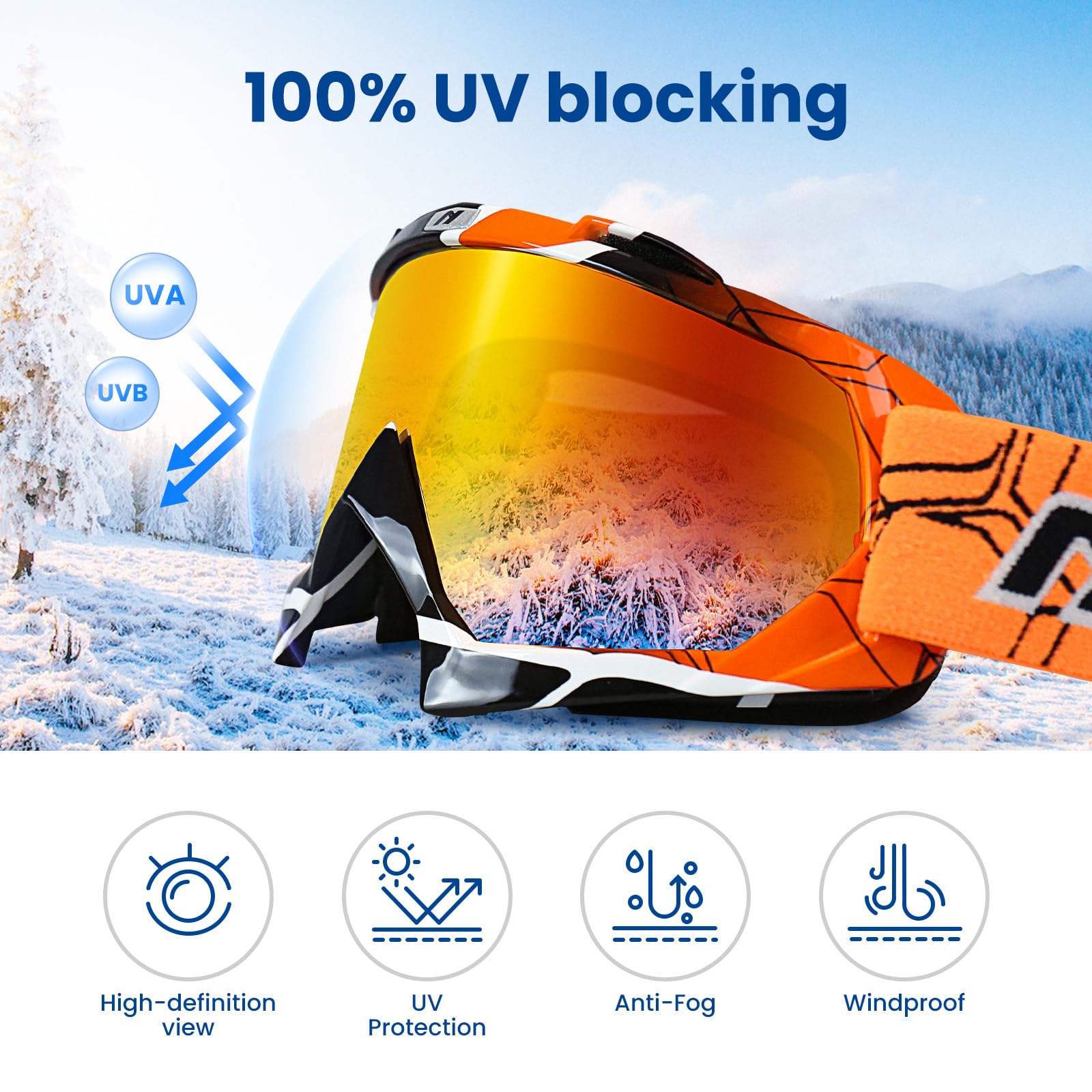 Lunettes de Moto cross, Lunettes de Protection Anti-UV, Lunettes de ski pour Activités de plein air, Masque Moto cross confortables