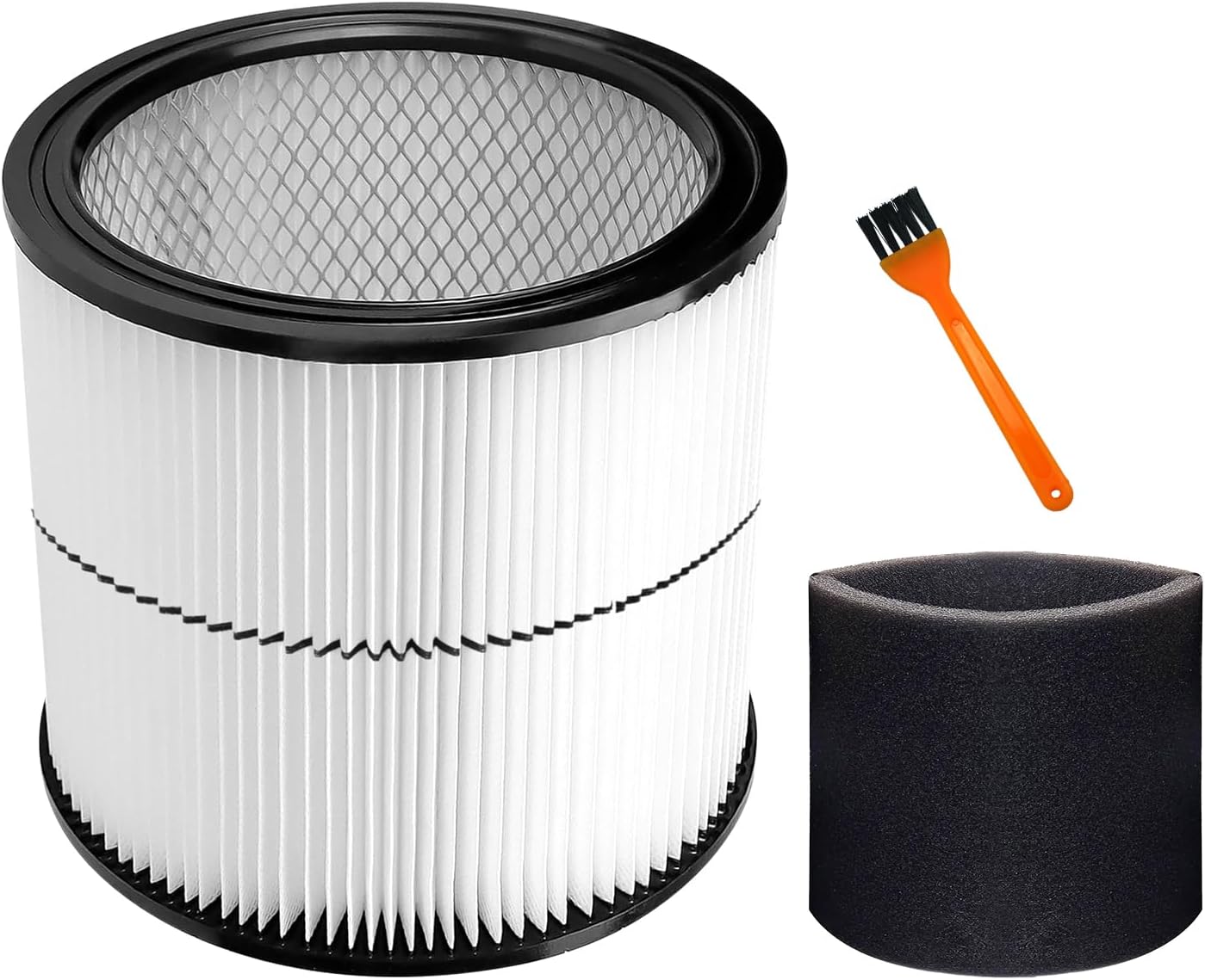 17884 Filter Compatible with Craftsman 9-17884 17935 17937 17920 shopvac Replacement Part Fit 6 Gallon and Larger Wet Dry Vacs (17884 Vacuum Cartridge Filter + Foam Sleeve + Brush 1pack)