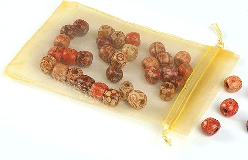 Miniatura 4 de Paquete de 50 bolsas de organza de 4 x 6 pulgadas, bolsas pequeñas de oro de primera calidad con cordón, bolsas de malla transparente, bolsas de