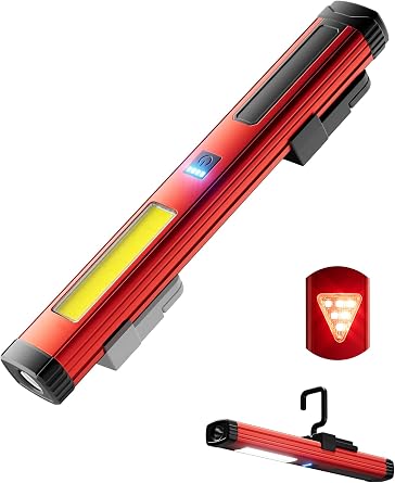 Magnetic Work Light Rechargeable Trouble Light,Cordless Work Lights with 360 Rotating Hook,Worklight LED Flashlight with USB Charging for Car Repairs and Working