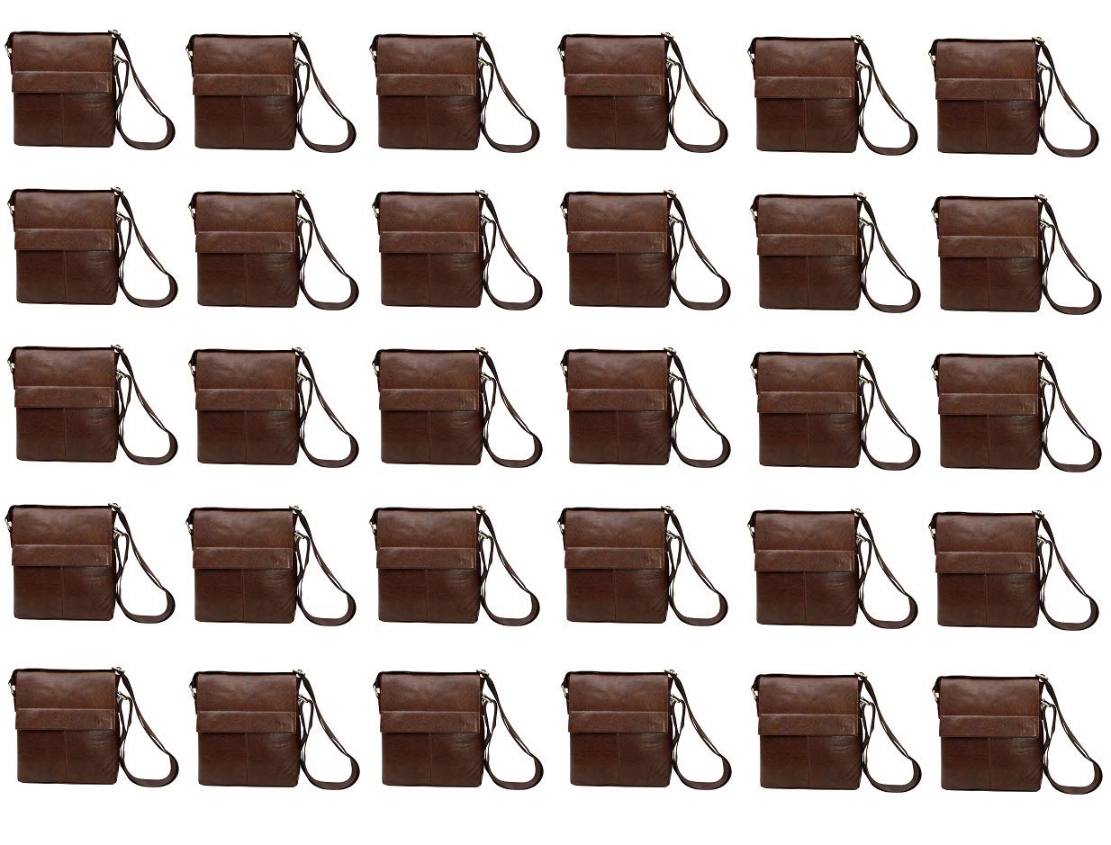 Sphinx Leatherette Sling bags for men for corporate gifting - pack of 30 bags (Dark Brown, 25 x 22 x 7)
