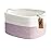COMFY-HOMI Cotton Rope Woven Medium Basket with Handles for shelfCloth Storage Basket for Organizing-13.5X11X9.5 Storage Bin for Bedroom, Newborn or Infant Gift for boy girl White/Pink