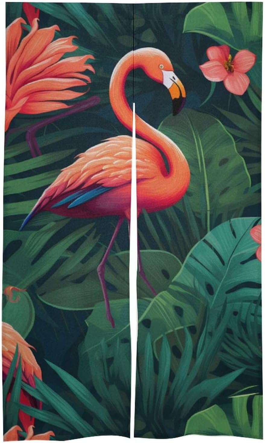 Tropical Flowers Flamingo Door Curtain Blackout Door Cover Curtains Door Screen for Home Accessories