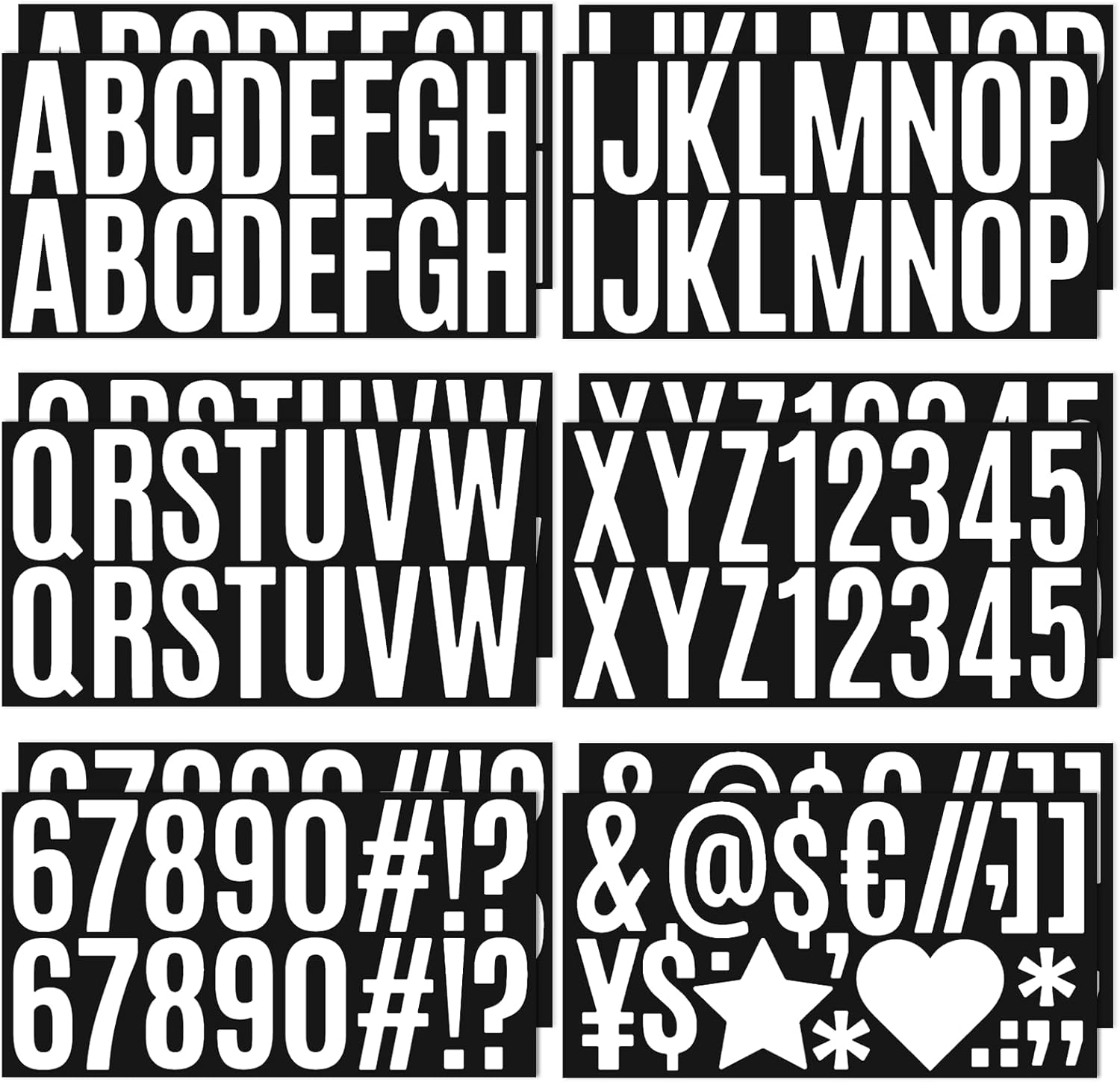 20 Sheets Vinyl Letter & Number Stickers - 1 Inch Self-Adhesive, Waterproof For Mailbox, Signs, Windows (Black & White)