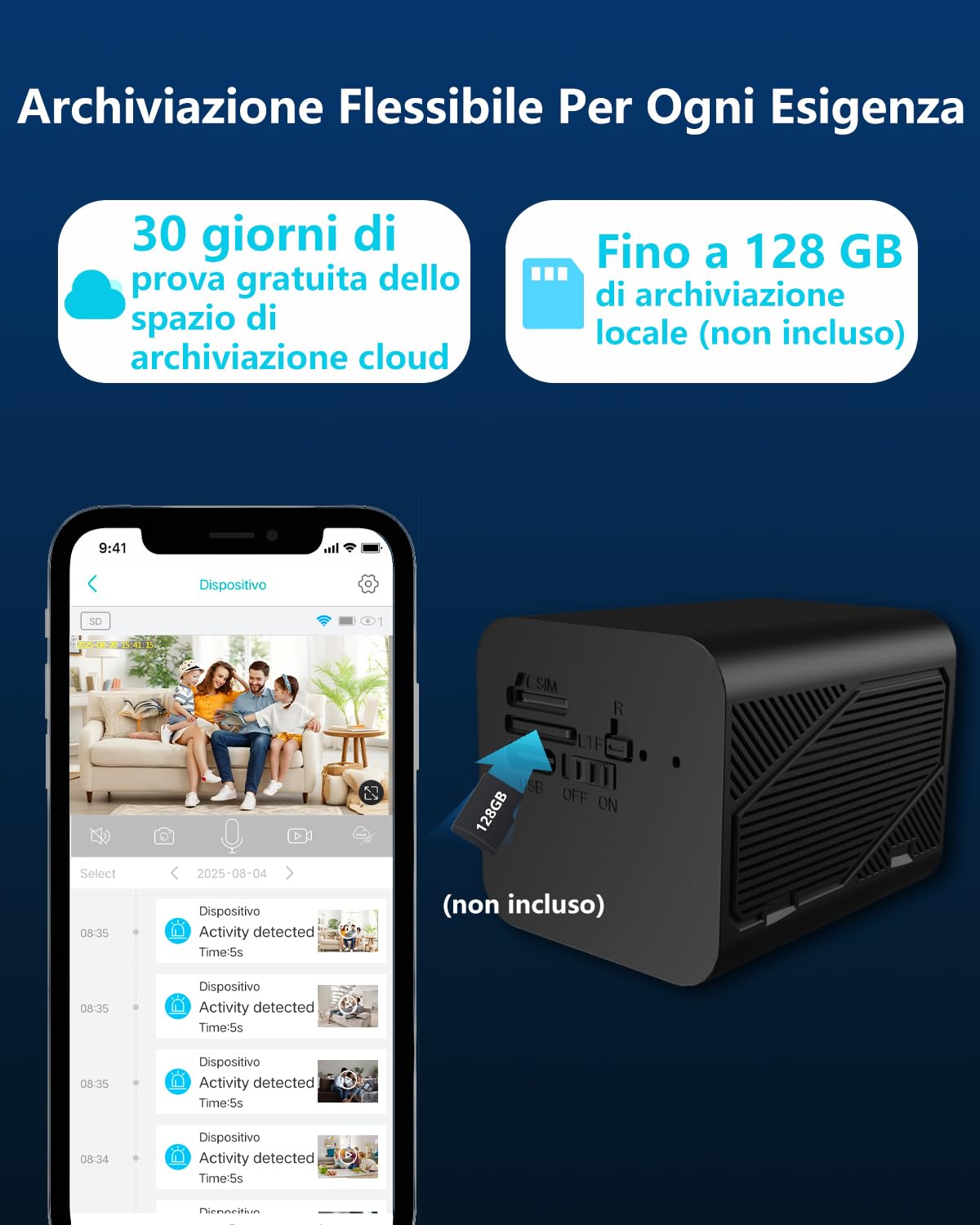 Mini Telecamera, 4K Videocamera Sorveglianza Interno, Telecamera Spia con Visione Notturna, Basso Consumo e Lunga Durata 50 Giorni, Prova Cloud 30+ Memoria Locale, per Casa/Animali Domestici Sicurezza