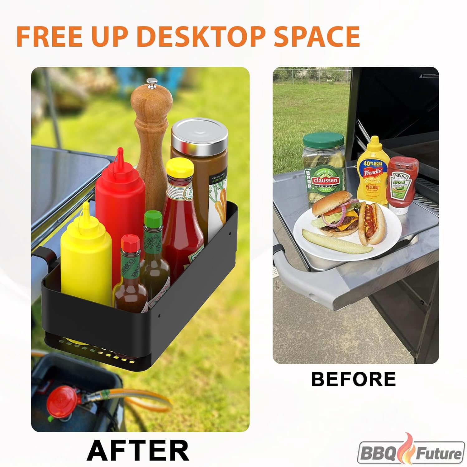 Organizer Kit for Weber Grills - Condiment Caddy, Paper Towel Holder for Weber Slate Griddle and Spirit Series(2025 Models) Grills, 3400105 Grill Accessories for Works Side Rail, Barbecue Utensils