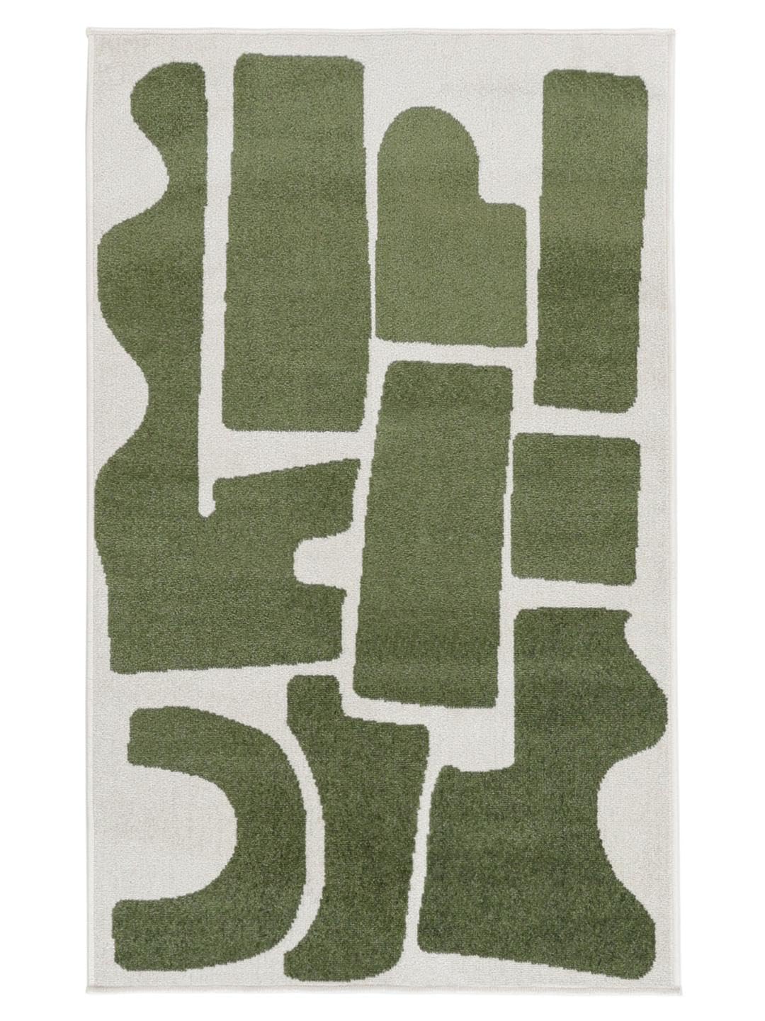 RugVista Contour Teppich, 200 x 300 cm, Grün/Off Weiß | Moderne, Rechteckig, Mittlerer Stapel, Maschinenwäsche, Oeko-Tex 100, Wohnzimmer, Schlafzimmer