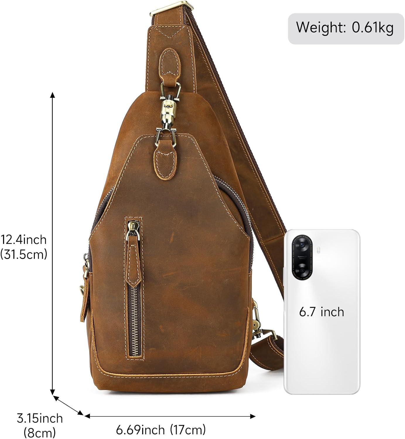 NIUCUNZH Genuine Leather Crossbody Sling Bag Handmade Classic Vintage Shoulder purse daypack Backpack