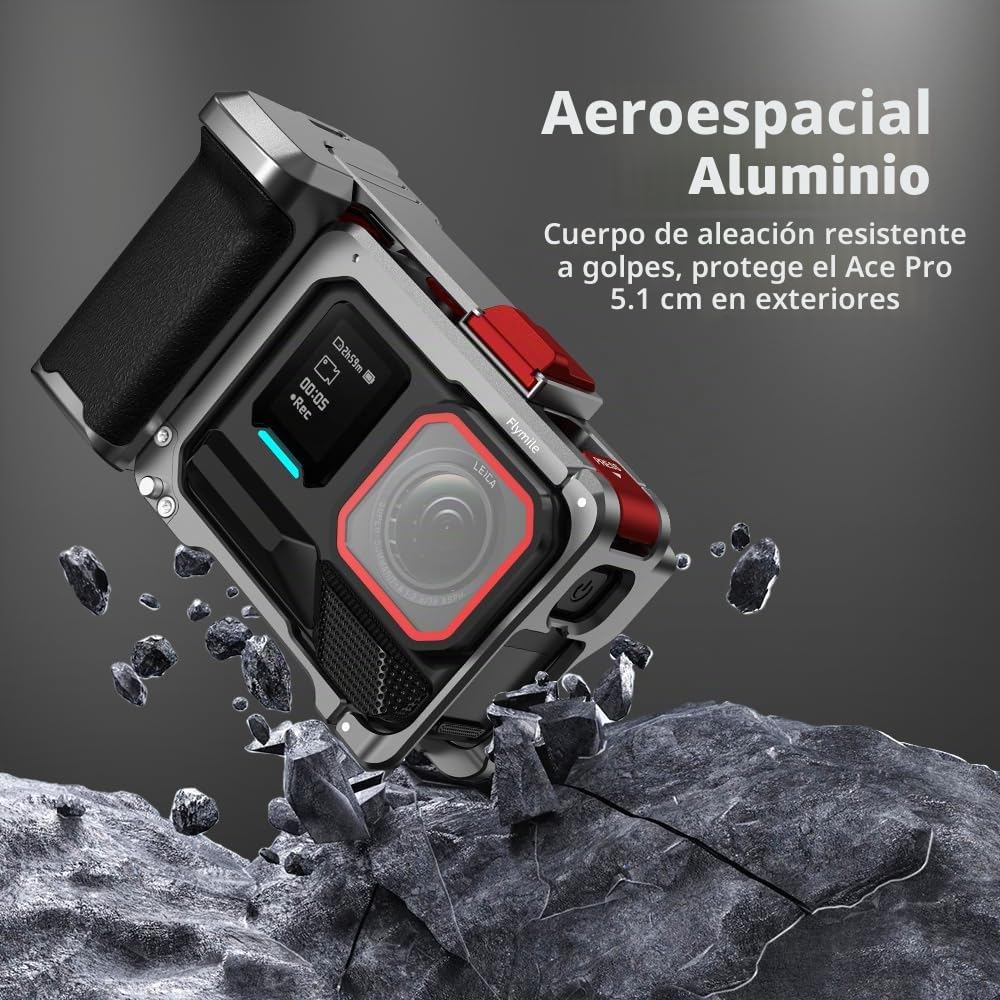 BRDRC Kit de agarre para Insta360 Ace Pro 2 / Ace Pro (con jaula), soporte de mango de expansión con botón de obturador, liberación rápida, zapata fría para accesorios Insta 360 Ace Pro 2/Insta360 Ace