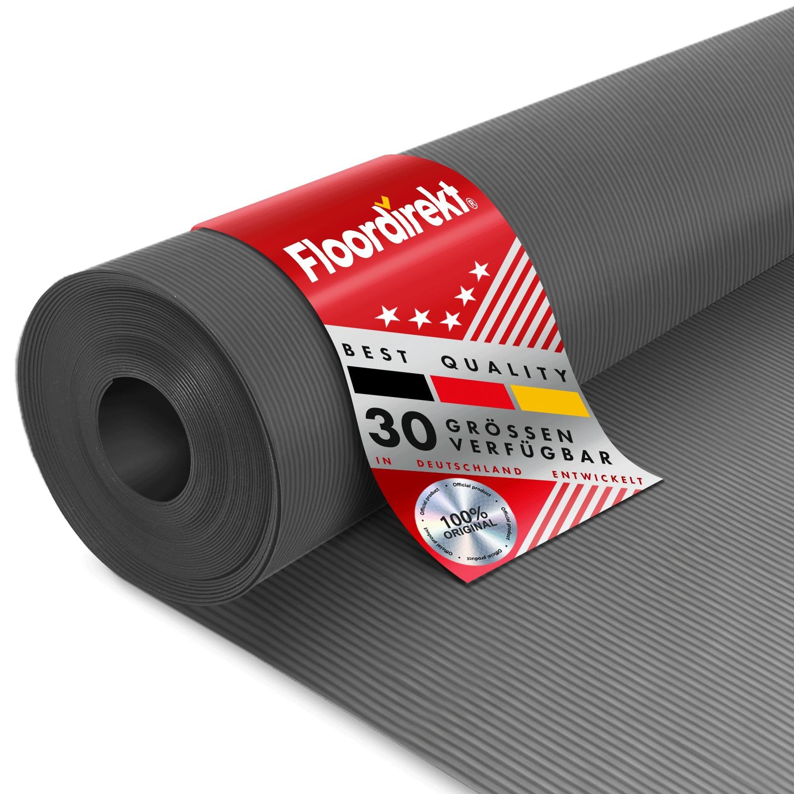 Floordirekt Gummiläufer Miniripp in Grau | Witterungsbeständig & extrem Abriebfest | Rutschsichere Gummimatte Schutzmatte Bodenmatte | Stärke: 3 mm (100 x 1000 cm)
