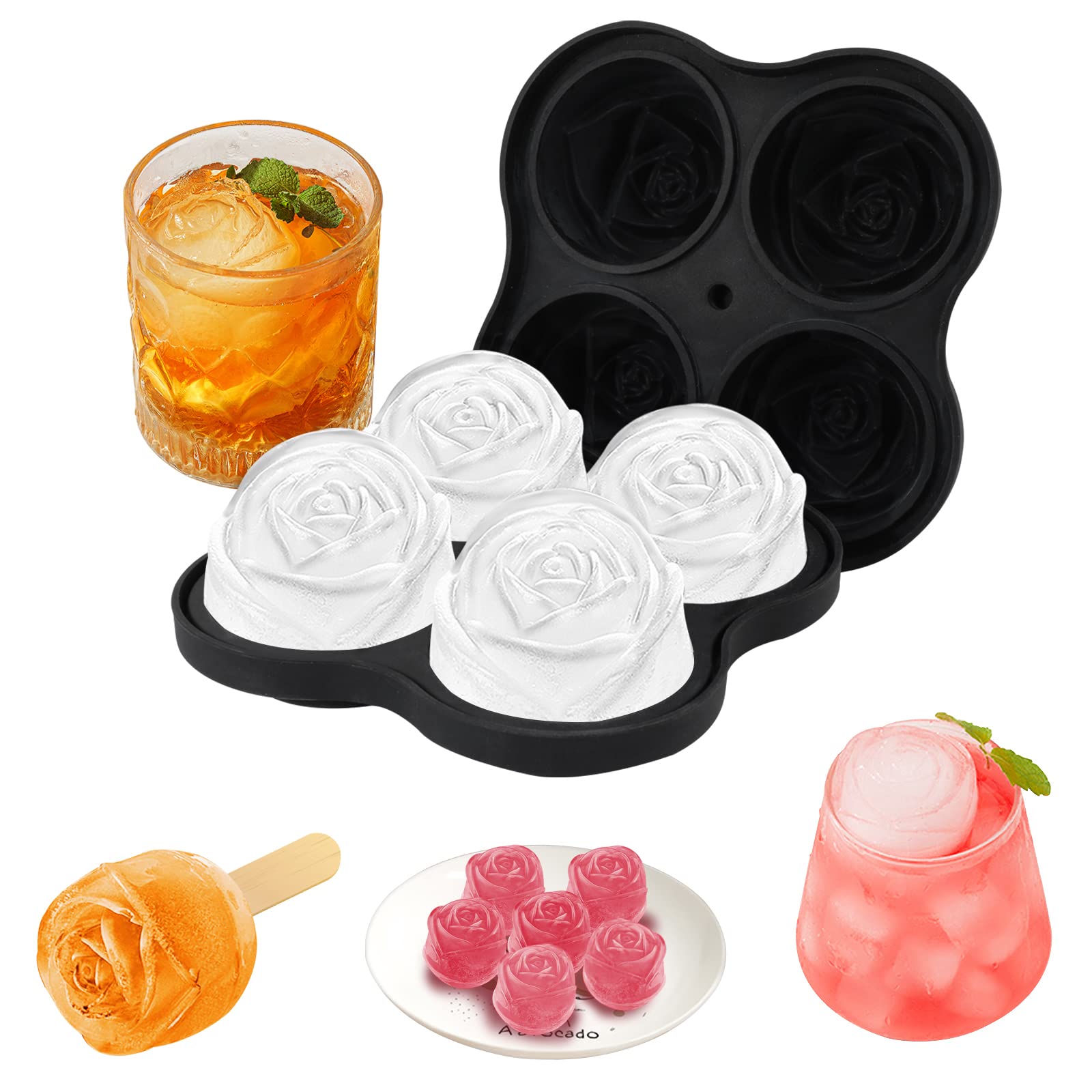Lot De 2 Moules En Silicone Rose Grand Format - Pour Chocolat, Savon, Glaçons, Pâtisserie