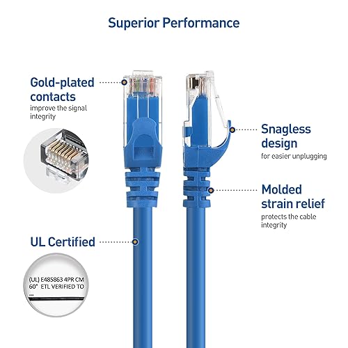 Miniatura 4 de Cable Matters Cable Ethernet Cat 6 largo sin enganches de 10 Gbps de 60 pies (cable Cat 6, cable Cat6, cable de Internet, cable de red) en azul