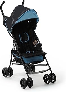 Ingenuity 3D Mini Convenience Stroller – Lightweight Stroller with Compact Fold, Multi-Position Recline, Canopy with Pop Out Sun Visor – Umbrella Stroller for Travel & More, Blue/Black