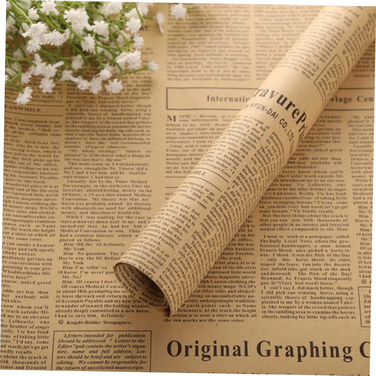 STOBOK 50blätter Kraftpapier Geschenkpapier Vintage Papierverpackungen für Blumensträuße und Andere Anlässe Zeitungspapier Retro Stil Bastelprojekte Zufälliger Stil