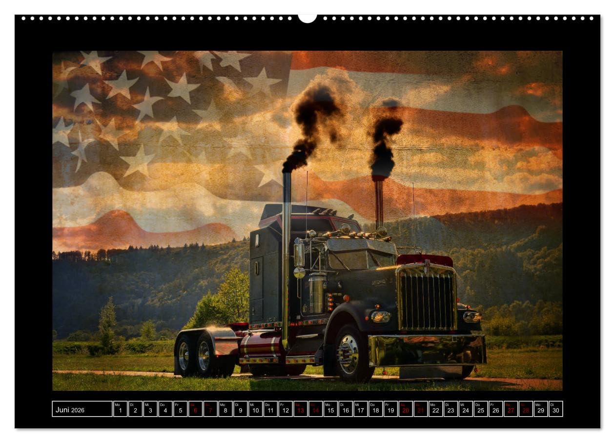 Kenworth W900 PHOTOART (hochwertiger Premium Wandkalender 2026 DIN A2 quer), Kunstdruck in Hochglanz: Oldie - Giganten der Highways ganz kreativ (CALVENDO Mobilitaet)