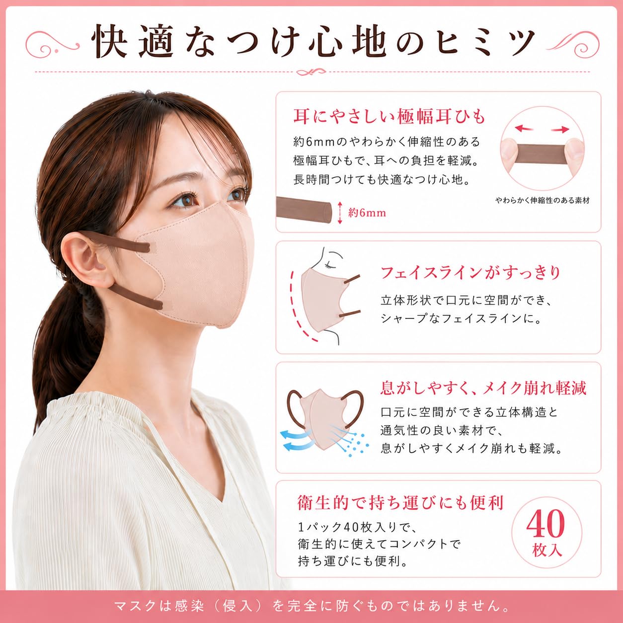 Amazon.co.jp: リブふわバイカラー立体マスク 3D シルクグレージュ 40