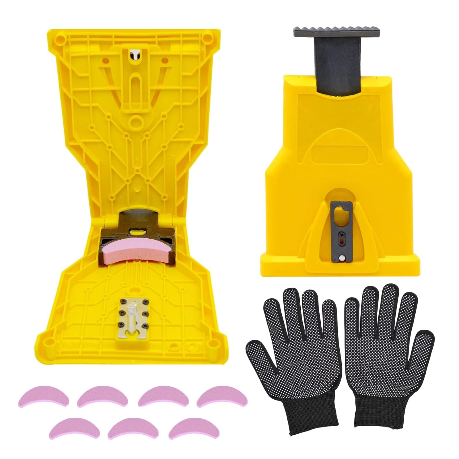 Chainsaw Sharpener, Fast Chain Saw Sharpener Tool, Chainsaw Sharpening Kit with 7 Pcs Stone Grinder, Fits for 14in, 16in, 18in, 20in Two-Hole Chainsaw Bar-image-12