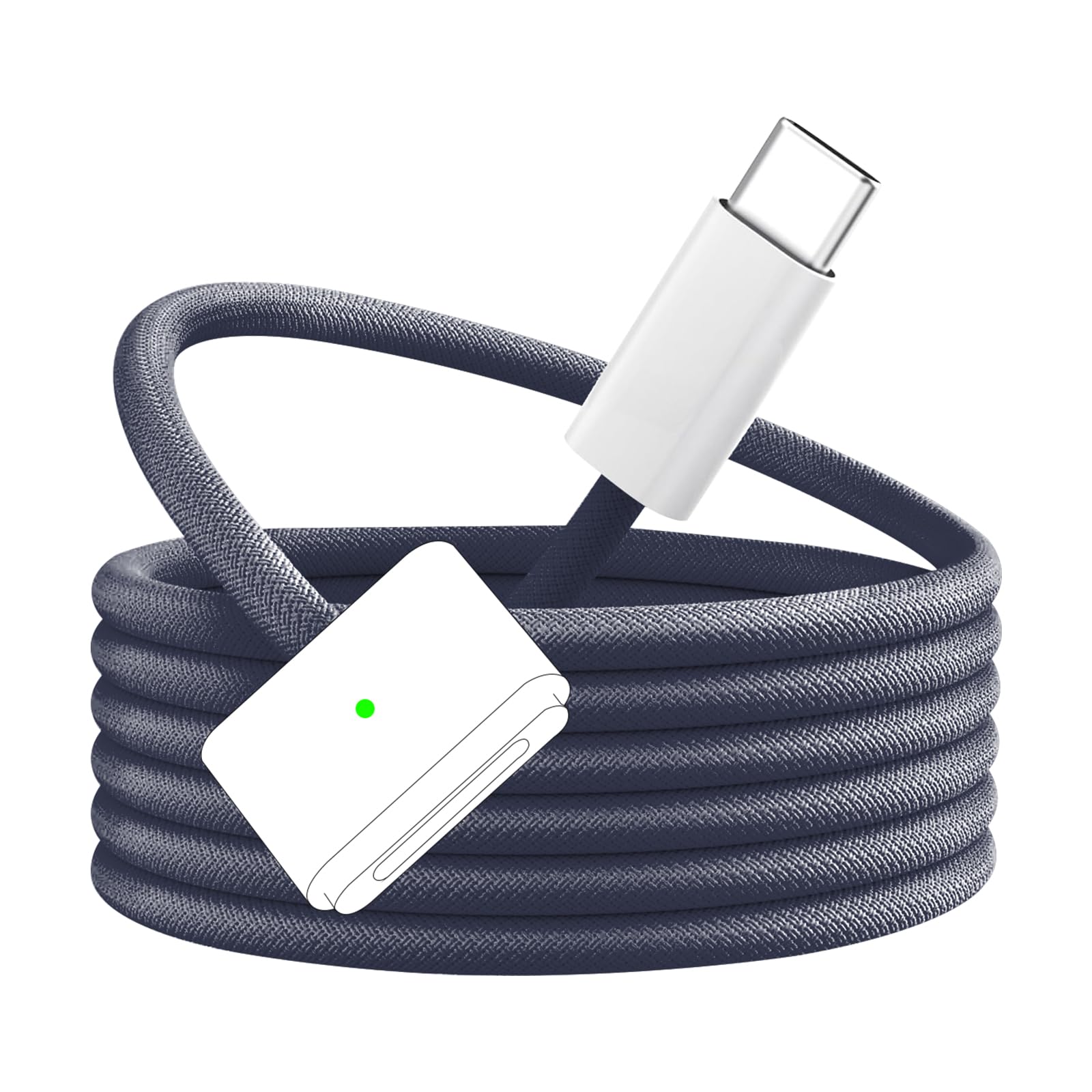 Câble USB C vers MagSafe 3 Charge Rapide 140 W avec LED Compatible MacBook Pro M1 2021/M2 2023 M3/M3 Pro/M3 Max 2025 Bleu