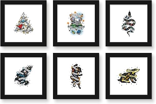 Trends International Gallery Pops Harry Potter - Paquete de arte de pared de tatuaje (paquete de 6) póster de pared, 12 x 12 pulgadas, versión de