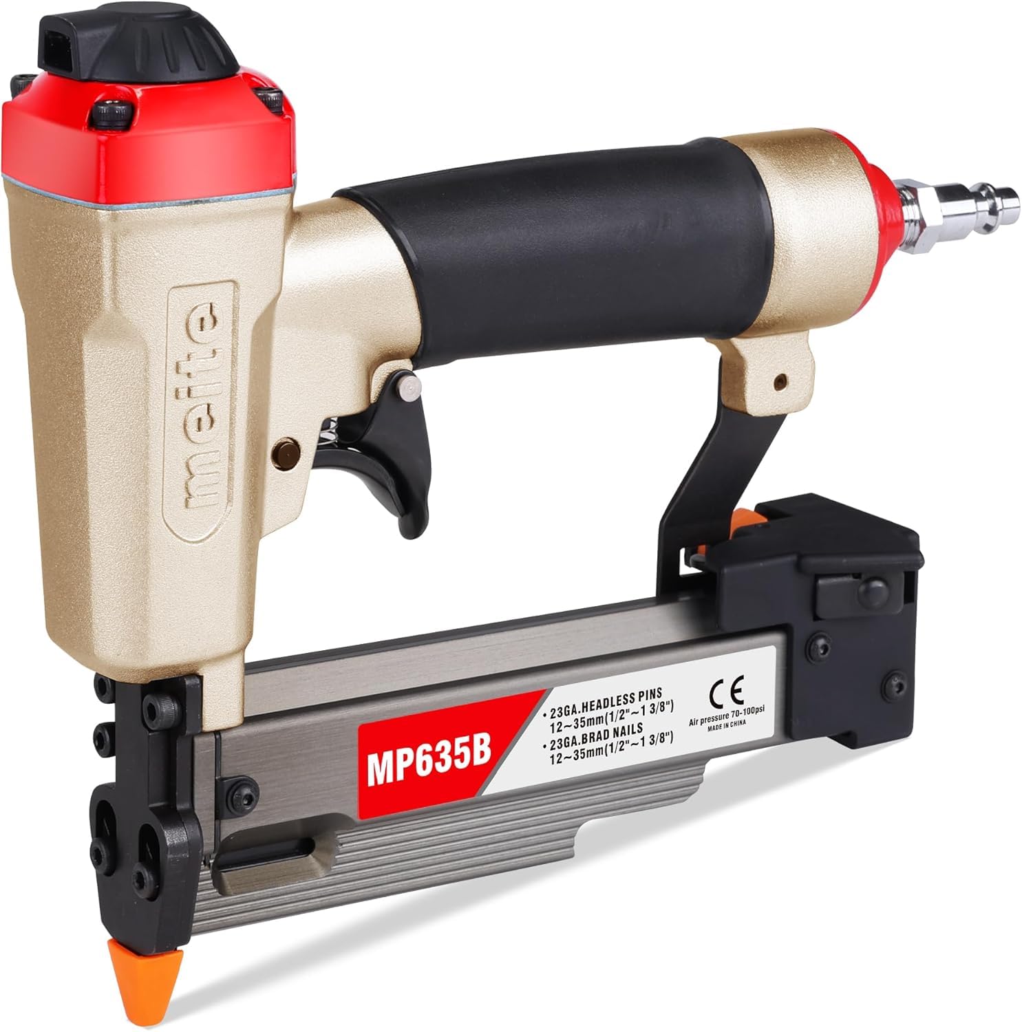 meite MP635B - Chiodatrice ad aria compressa con 23 gauge 10.000 chiodi (15 mm, 19 mm, 25 mm, 30 mm, 35 mm, zincati a 23 gauge per unghie senza testa per unghie da 10 a 30 mm
