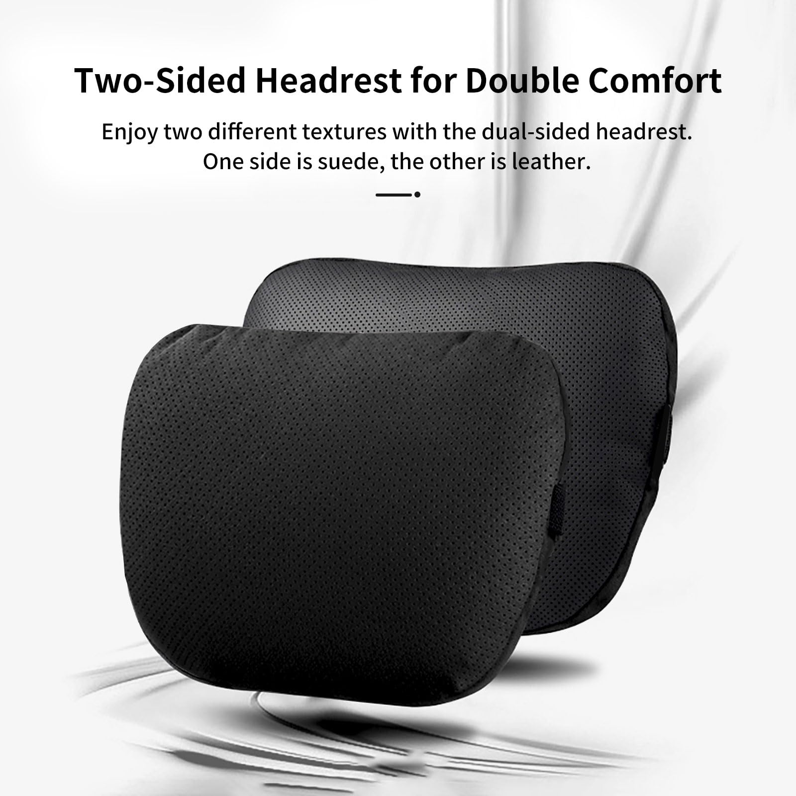 Erivis Nappa Leather Headrest Pillow for Tesla Neck Pillow Uniquely Designed for Tesla Model Y/3 Neck Support Cushion Versatile Dual Sided Design Car Accessories (Dual-Sided Design - Black)