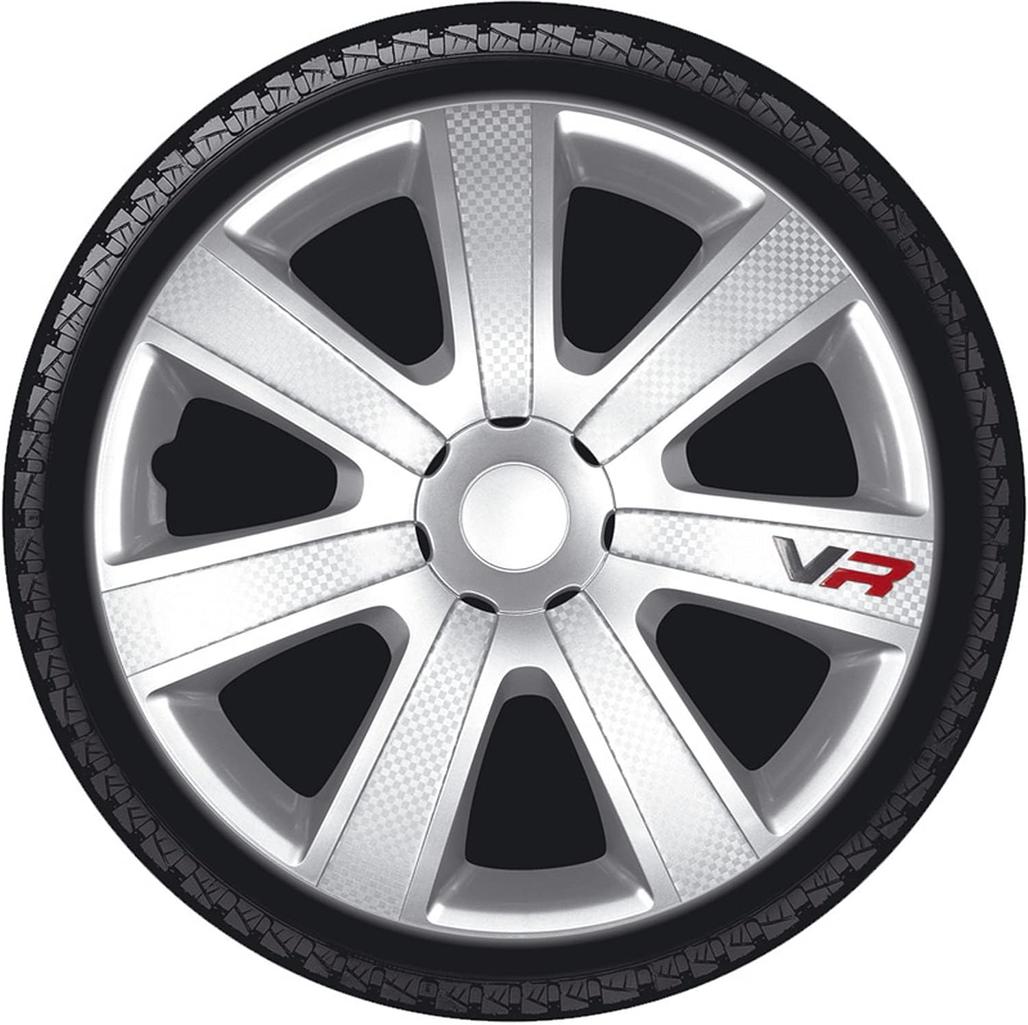 AUTO-STYLE Set Wheel Covers VR 15-inch Silver/Carbon-Look/Logo