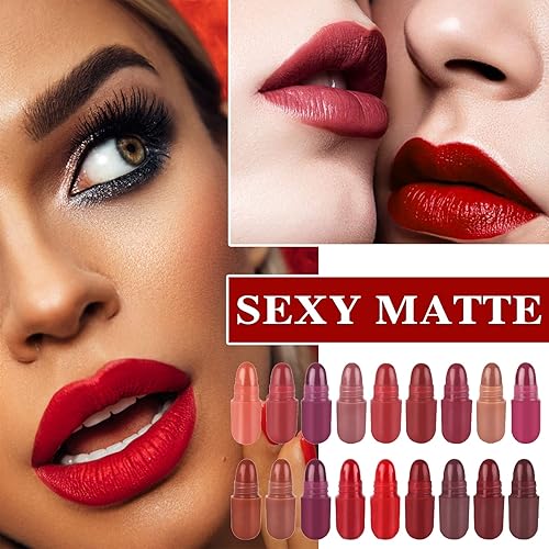 Miniatura 2 de Fusang Juego de 18 mini pastillas de cápsula de lápiz labial mate para mujeres, altamente pigmentado, de larga duración, impermeable, mini píldora