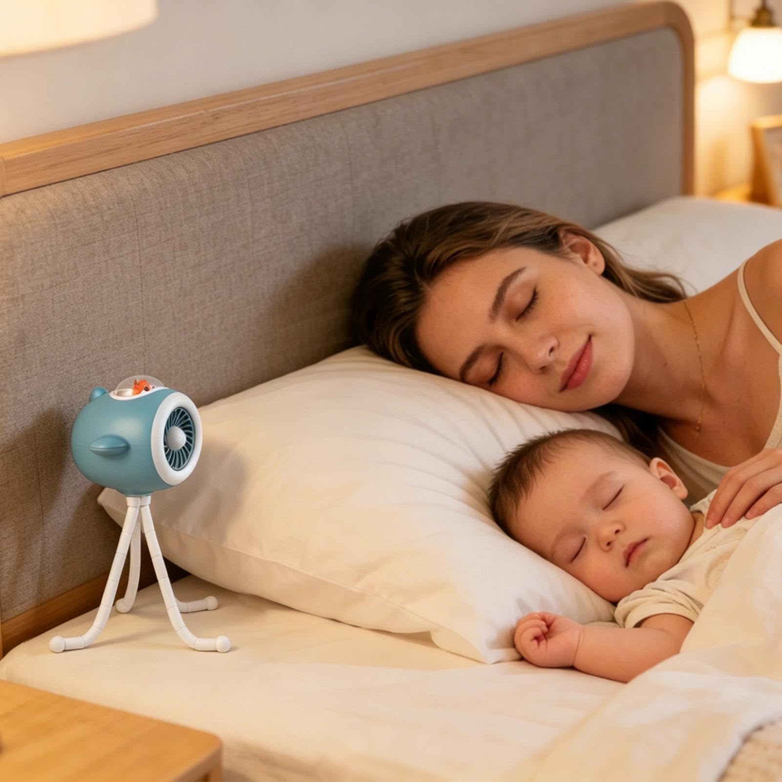 Generico Ventilatore da Passeggino per Bambini Luce LED Orientabile | Ventilatore Tascabile e Portatile per Bambini Adolescenti Adulti Viaggiatori Asilo Passeggiate Quotidiane Viaggi Estivi
