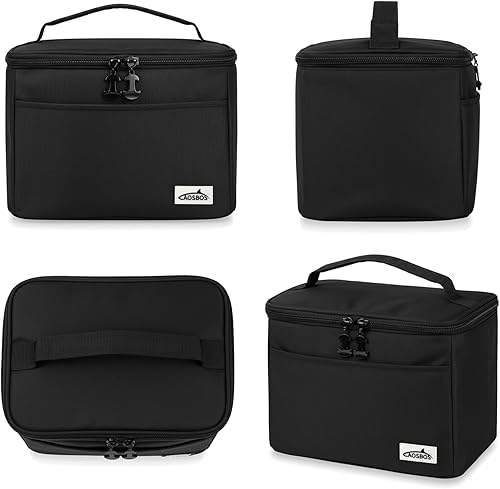 Miniatura 2 de Aosbos Lonchera negra para adultos, 7.5 l suave para el trabajo, oficina y picnic, a prueba de fugas, impermeable, cremalleras SBS Negro