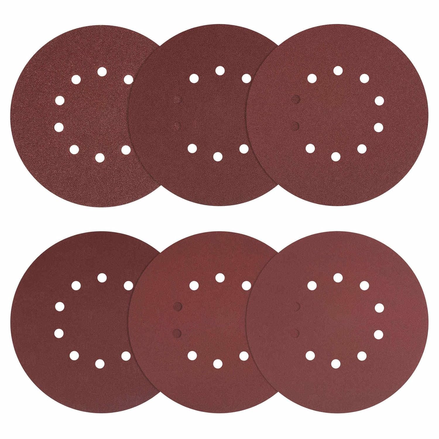 DTGN 5 Inch 60/80/100/120/150/180/240/320/400/600 Grit Hook and Loop Sanding Disc - 150 Pcs - Great for Wood Metal Stone Walls - Aluminum Oxide Orbital Sander Pads, Red