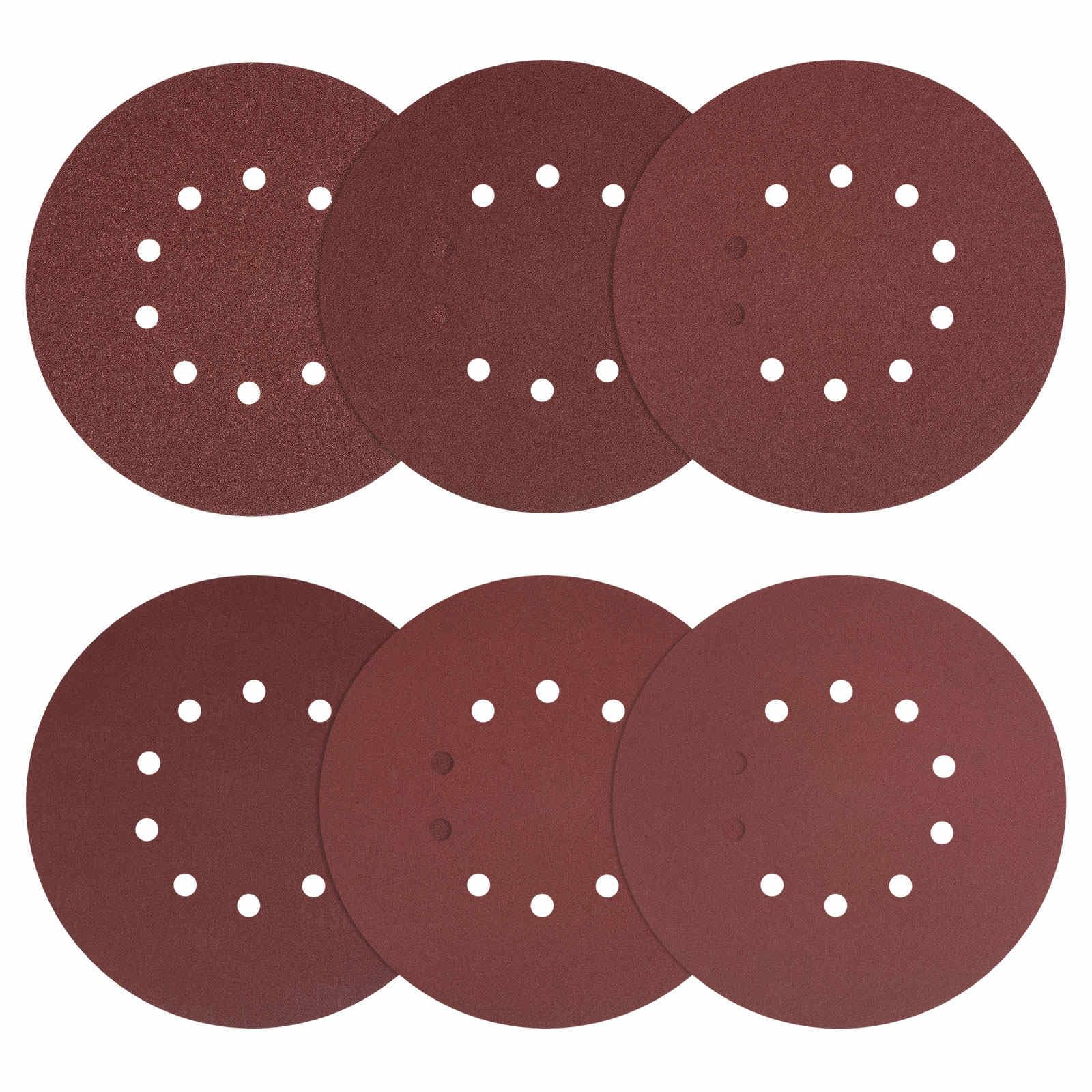 DTGN 8-7/8 Inch 40/60/80/120/150/240 Grit 10 Holes Hook and Loop Sanding Disc - 30 Pcs - Good for Wood Metal Stone Walls- Aluminum Oxide Abrasive Orbital Sander Pads, Red