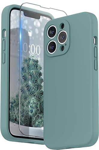 SURPHY Funda compatible con iPhone 13 Pro con protector de pantalla protección de cámara  forro de microfibra suave funda de silicona líquida de 61