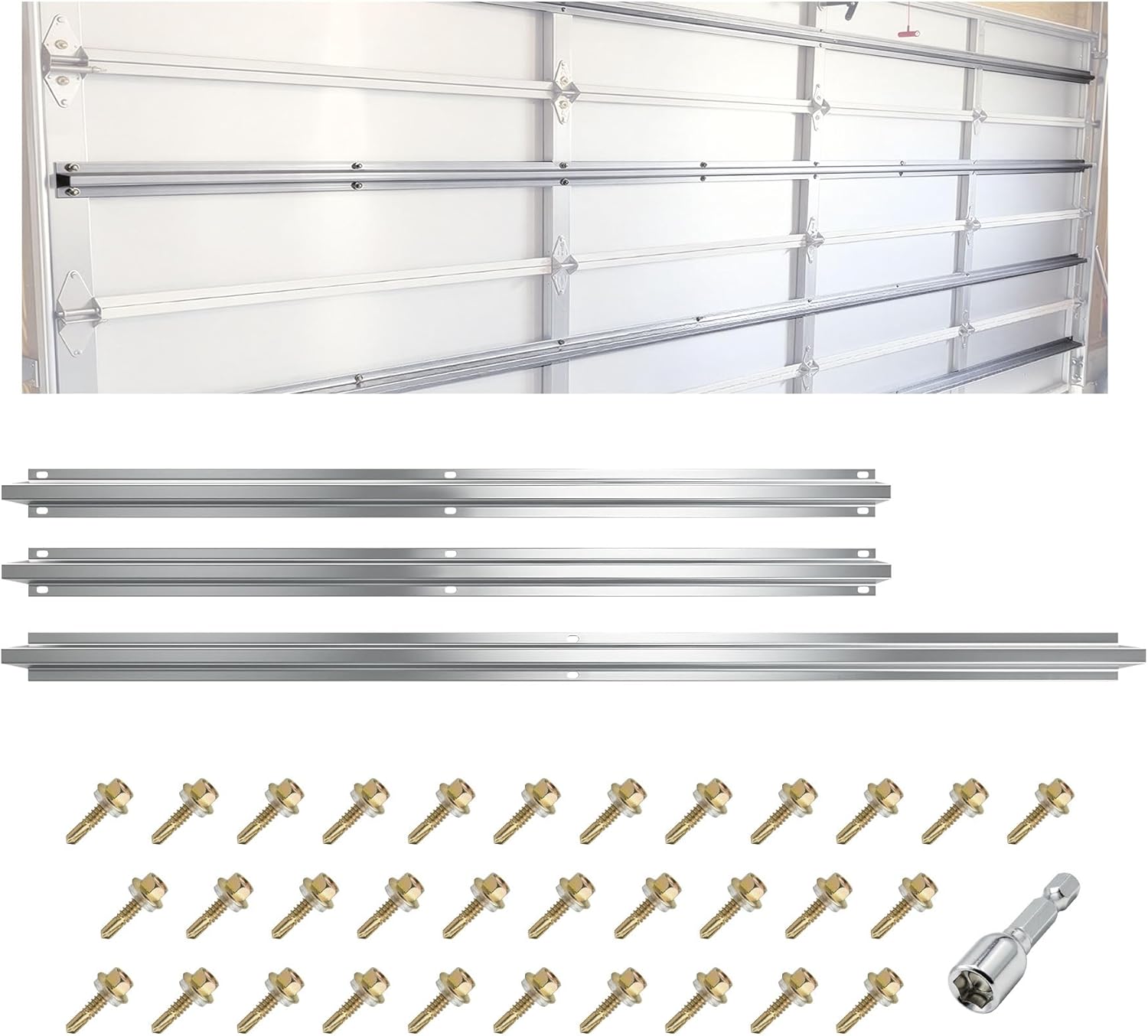 9 FT Garage Door Strut, Heavy Duty Steel Garage Door Reinforcement Strut, Garage Door Hurricane Brace Kit, DIY & Professional Installation