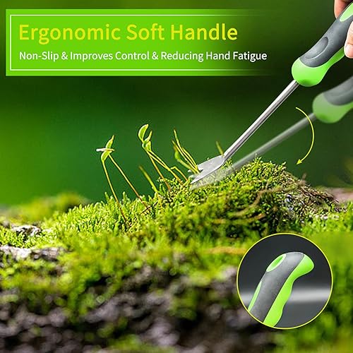 Miniatura 6 de ECGINMAY Herramienta de desmalezadora manual de jardín con mango ergonómico, herramientas de deshierbe de acero inoxidable, herramienta de