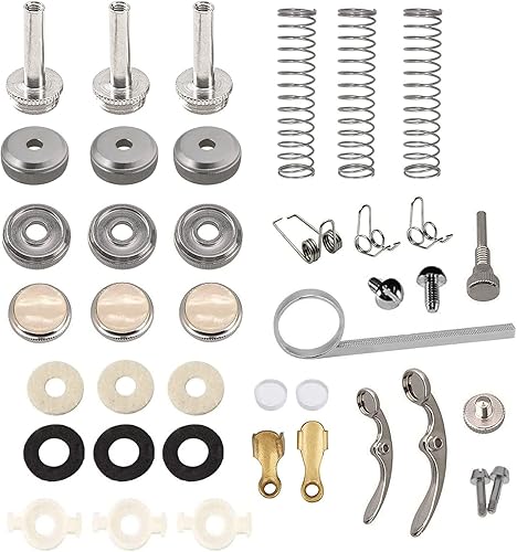 Kit de reparación de trompeta, botones de dedo para válvula de trompeta, bielas, tapas de válvula, guías de pistón, arandela de fieltro de resorte,