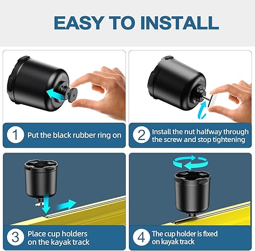 Miniatura 6 de Portavasos multifuncional para kayak con lengüeta de goma, soporte para botella de agua de kayak, soporte para teléfono, almacenamiento de señuelos,