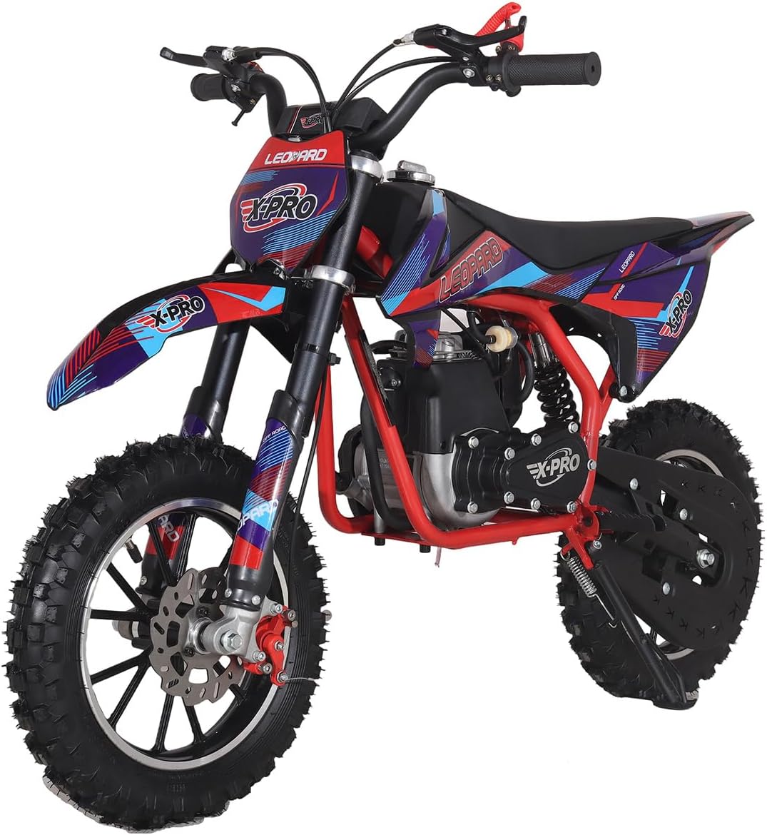 X-PRO Leopard 40 Mini Gas Dirt Bike 4 Stroke Pit Bike 40CC Pit Bike, Pull Start, 10" Wheels!
