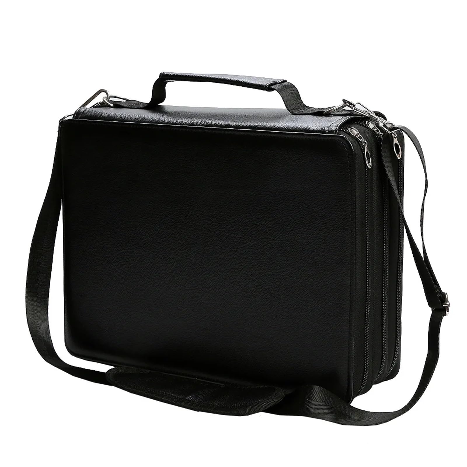 Borsa porta pennarelli in pelle PU con 168 fori, grande capacità, multistrato, cerniera, staccabile, tracolla, borsa portaoggetti(168 Hole Multicolour)
