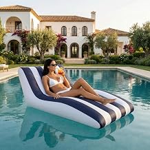 Bubble Stylish Pool Float Lounger Recliner Large Floating Chair & Backrest Heavy Duty Lake Beach Adults Kids Durable Comfortable Tube Water Floaty Tanning Lounge
