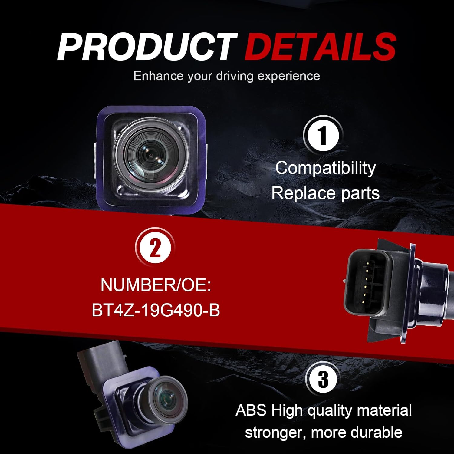 Rear View Park Assist Backup Camera Replacement Compatible with Ford Edge 2011-2015 Lincoln MKX 2011-2013 Replaces# BT4Z-19G490-B