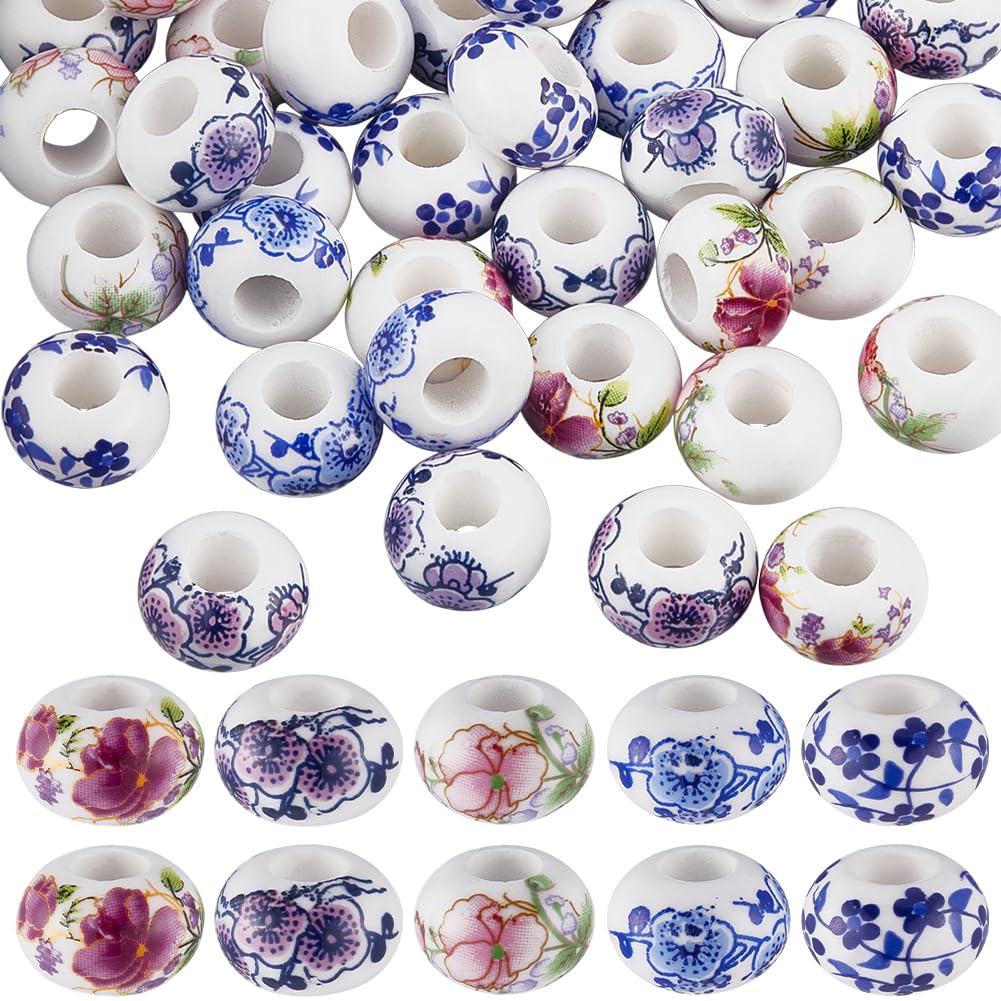 Perles Rondes en Céramique de 14mm SUNNYCLUE pour Remplacer le Plastique par de la Porcelaine