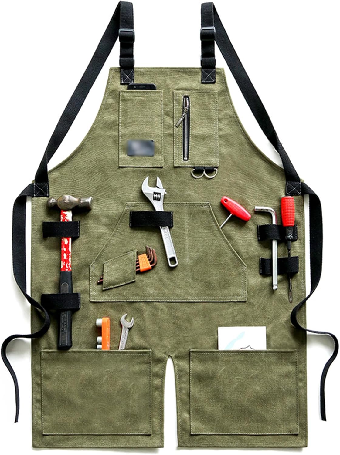 Work Canvas aprons, Woodworking Aprons for Men Split Leg Cross Back Adjustable with Tool Pockets Durable Canvas Work Apron(Color:Blue,Size:Green)