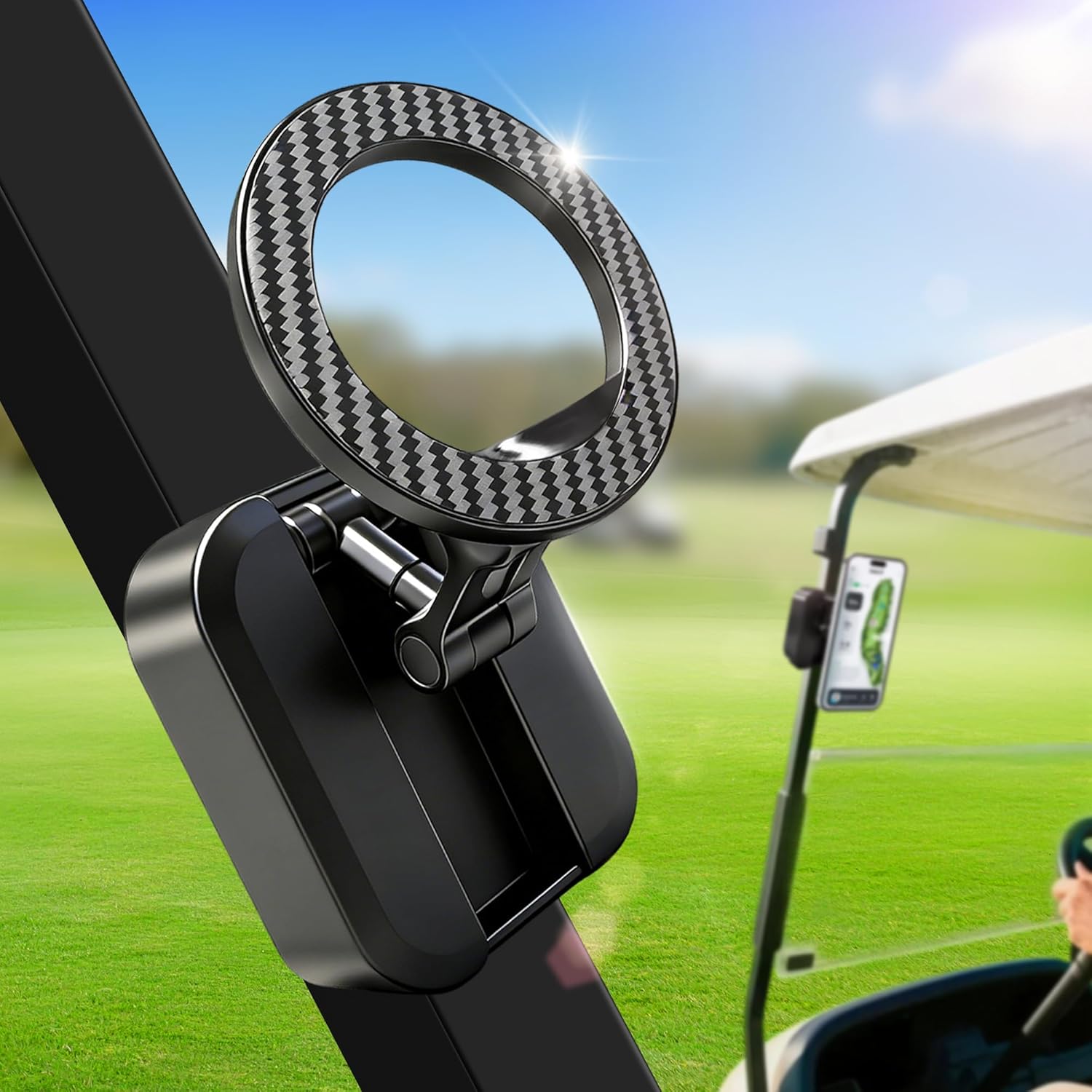 Alloy Magnetic Gym Phone Holder for MagSafe iPhone,Unique Golf Gifts for Men Golfers Dad Father Husband,360° Foldable Rotation Phone Mount Portable Golf Accessories Mini Golf Cart Phone Holder