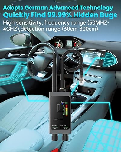 Miniatura 4 de MINICOAST MAX M12 - Detectores de cámara oculta, detector anti espía de alta sensibilidad con alarma antirrobo, 6 modos profesionales, detector de