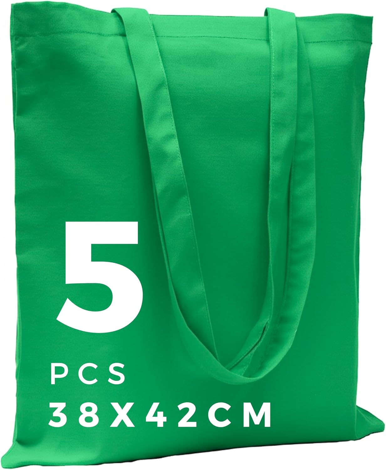 POLHIM® High Quality Fabric Bags - Bags for Laundry, Sports, Shopping, Food - Environmentally Friendly Reusable Jute Bags - Unprinted 38 x 42 cm, 145 g/m², Pack of 5