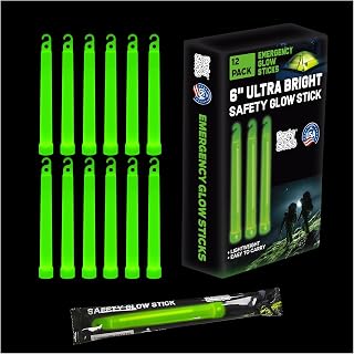 PartySticks Emergency Glow Sticks: 12 Ultra Bright 6-Inch Military Grade Chem Lights, 12-Hour Tactical Pack for Survival, Camping & Parties