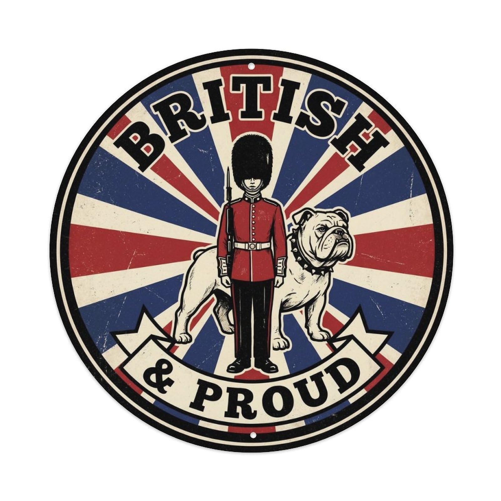 British Proud Royal Guard Bulldog Folk Heritage Emblem Metal Tin Sign