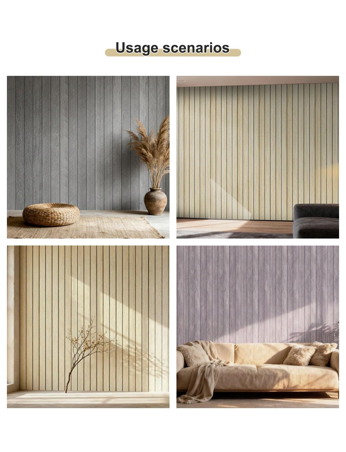 Papel pintado para despegar y pegar, paneles de pared de listones de madera que absorben el sonido, espuma impermeable para decoración de paredes interiores